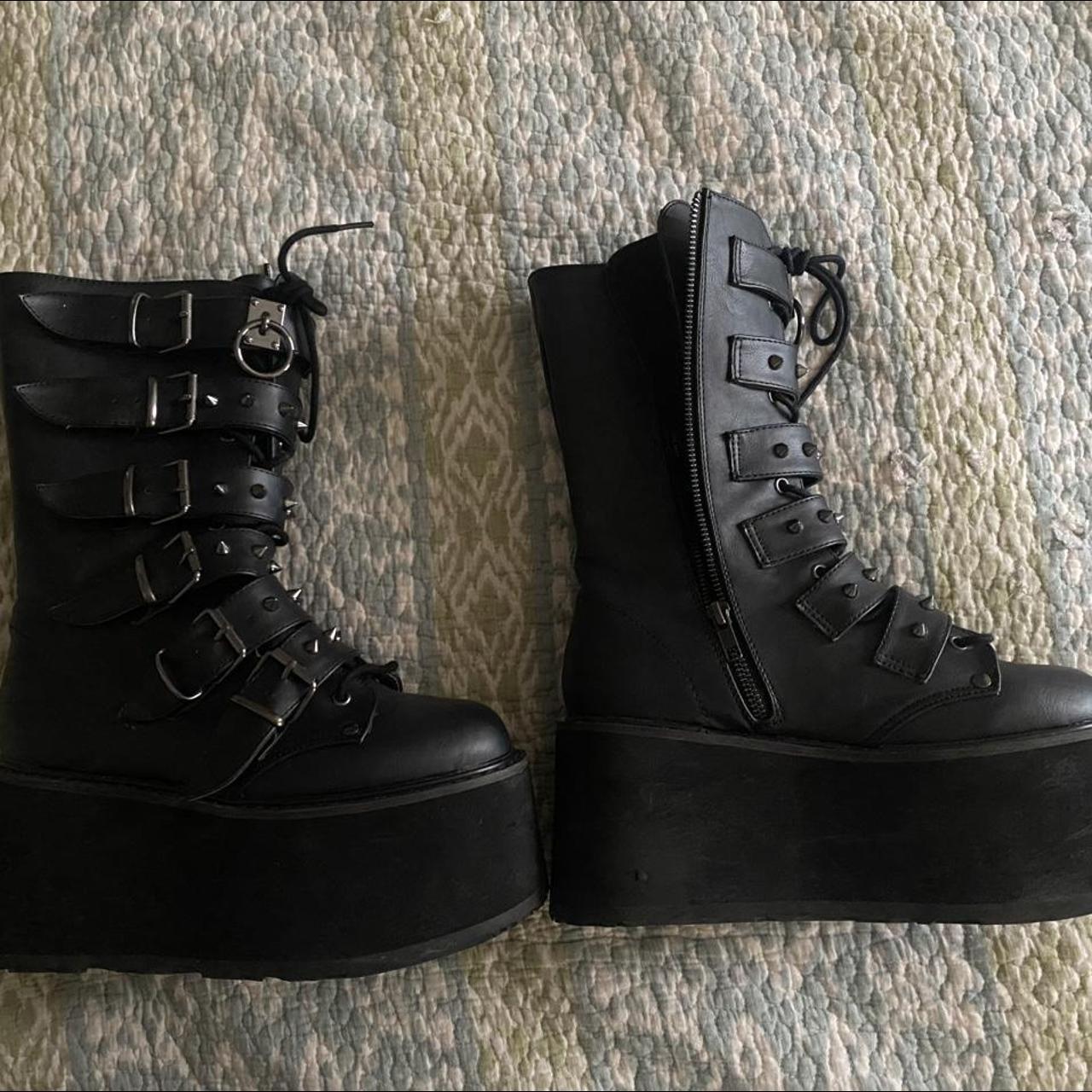 demonia damned 225 3 inch platform boots in size 8!!... - Depop