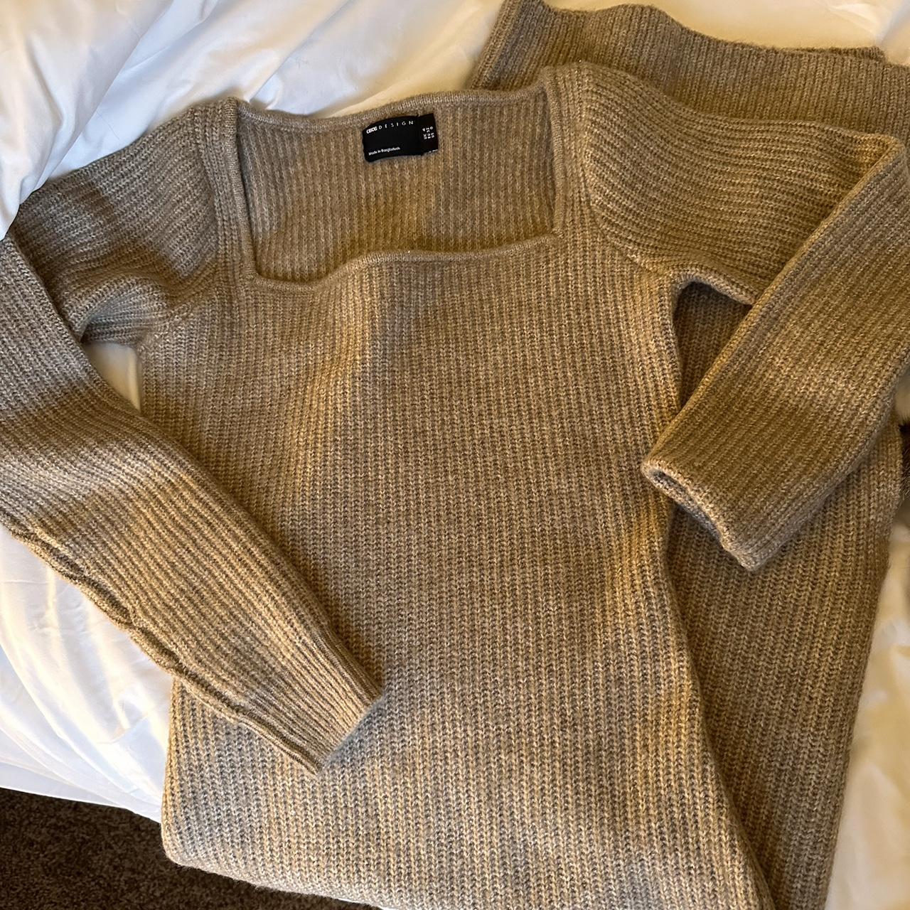 Square Neck Sweater Dress - Depop