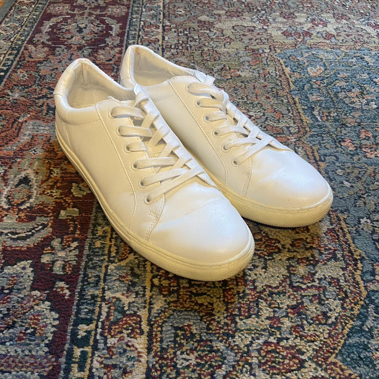Men’s banana republic white sneakers faux leather... - Depop