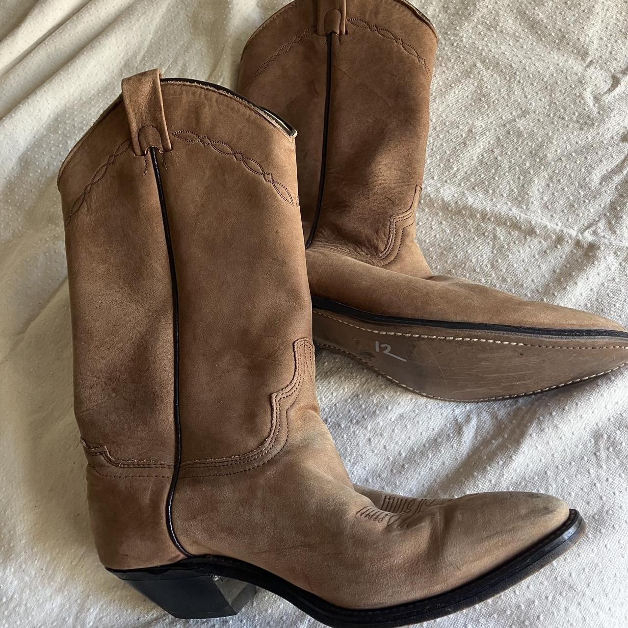 Brown soft leather cowboy boots size 7 5 but fit 6 5 depop