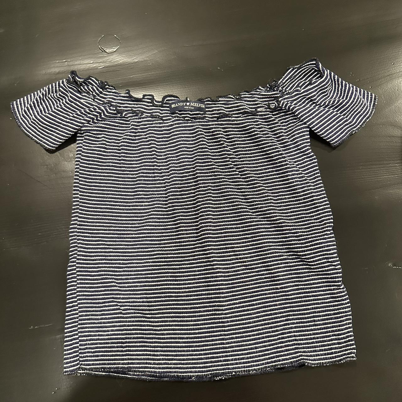 brandy Melville striped top! 🩵DESCRIPTION navy and... Depop