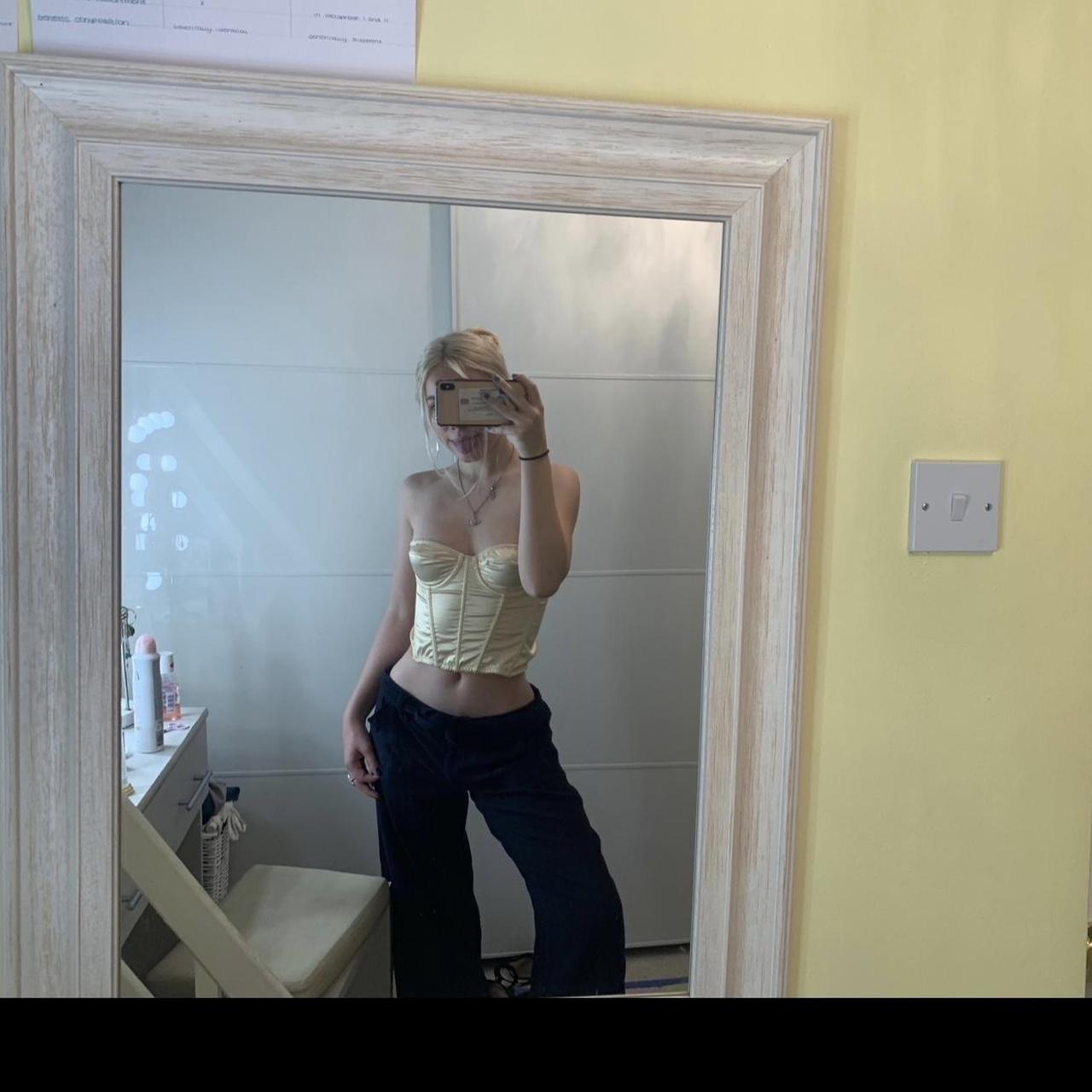 UO cream satin corset top size S, would fit XS as... - Depop