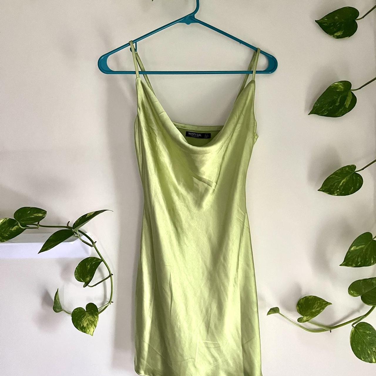 Nasty Gal green satin dress Super flattering and... Depop