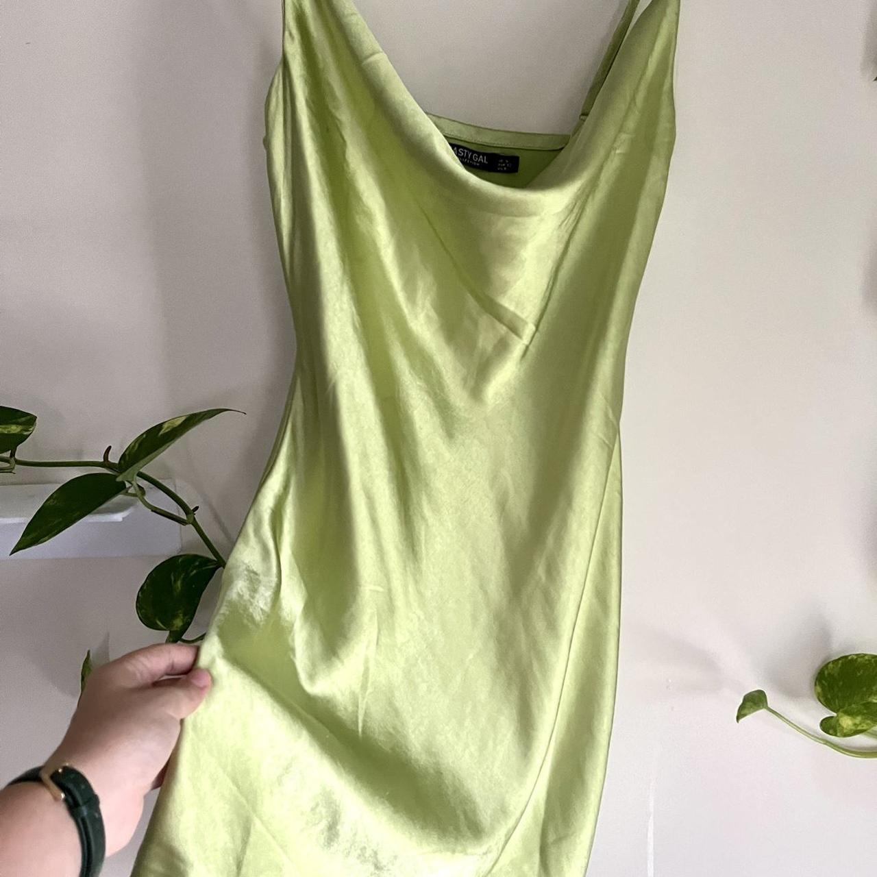 Nasty Gal green satin dress Super flattering and... Depop