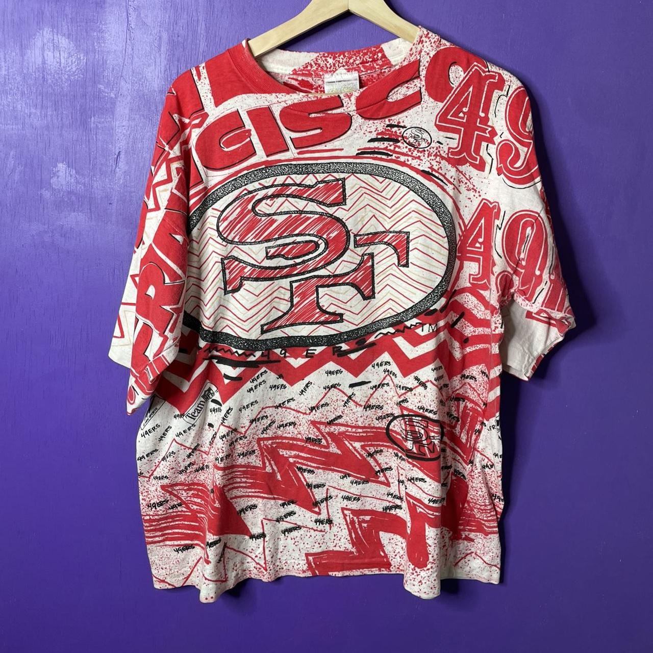 Vintage 90s San Francisco 49ers magic johnson T’s all ovet print shirt sz  Large |