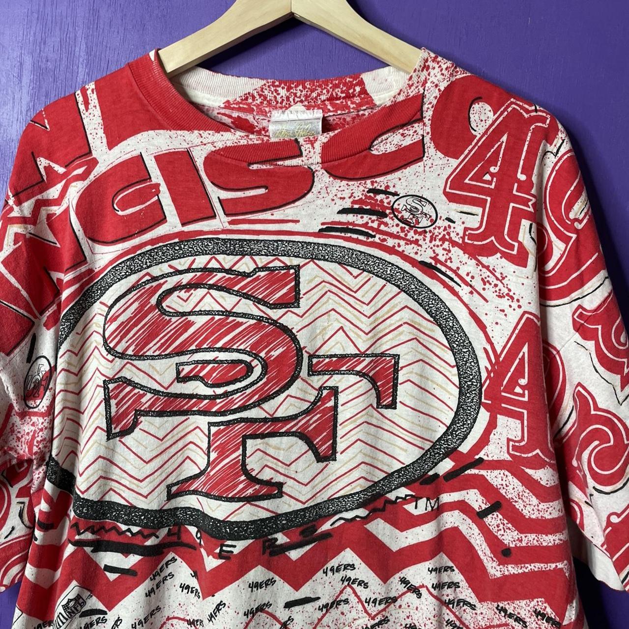 Vintage 90s San Francisco 49ers magic johnson T's all ovet print shirt sz  Large