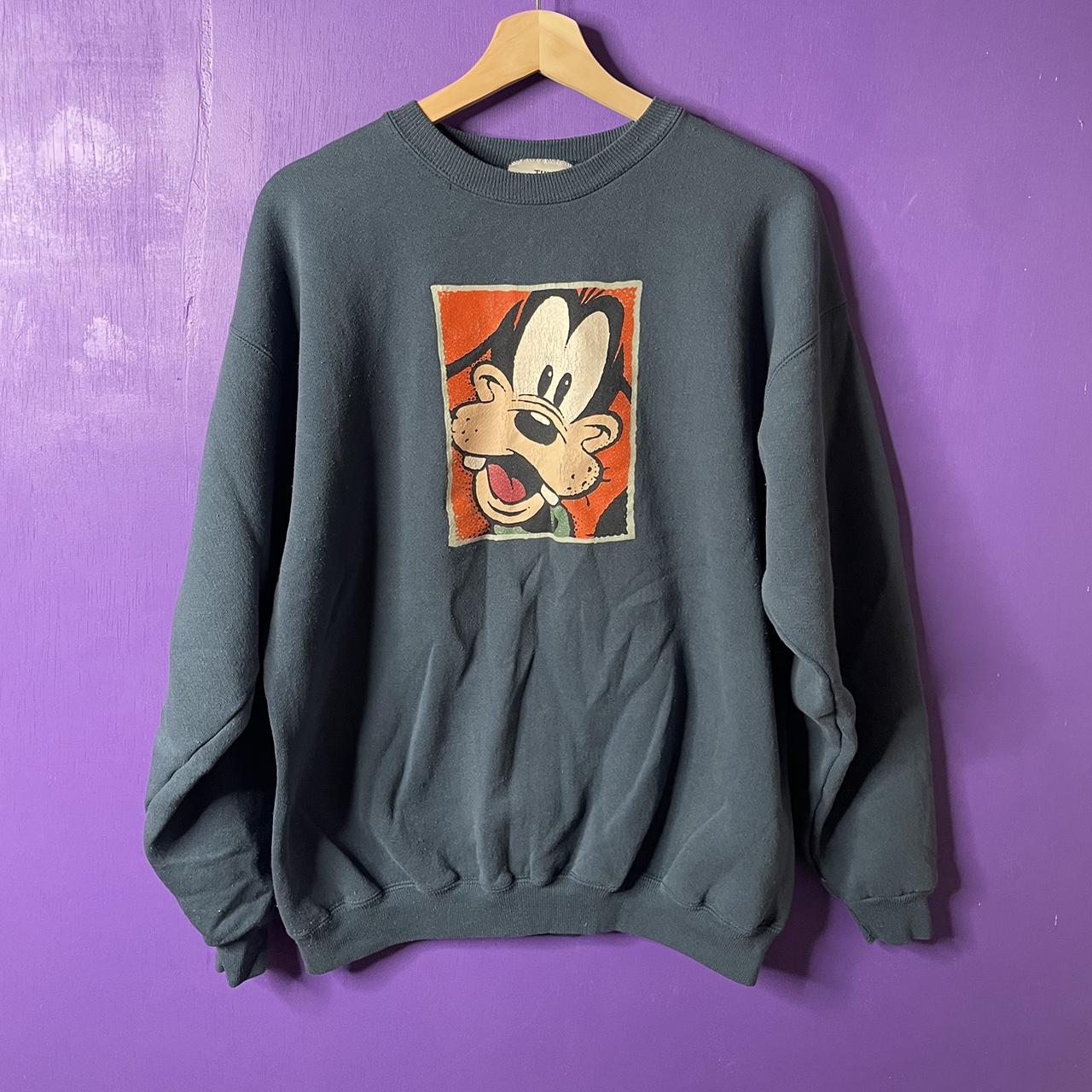 Vintage Disney GOOFY navy/teal box logo sweatshirt.... - Depop