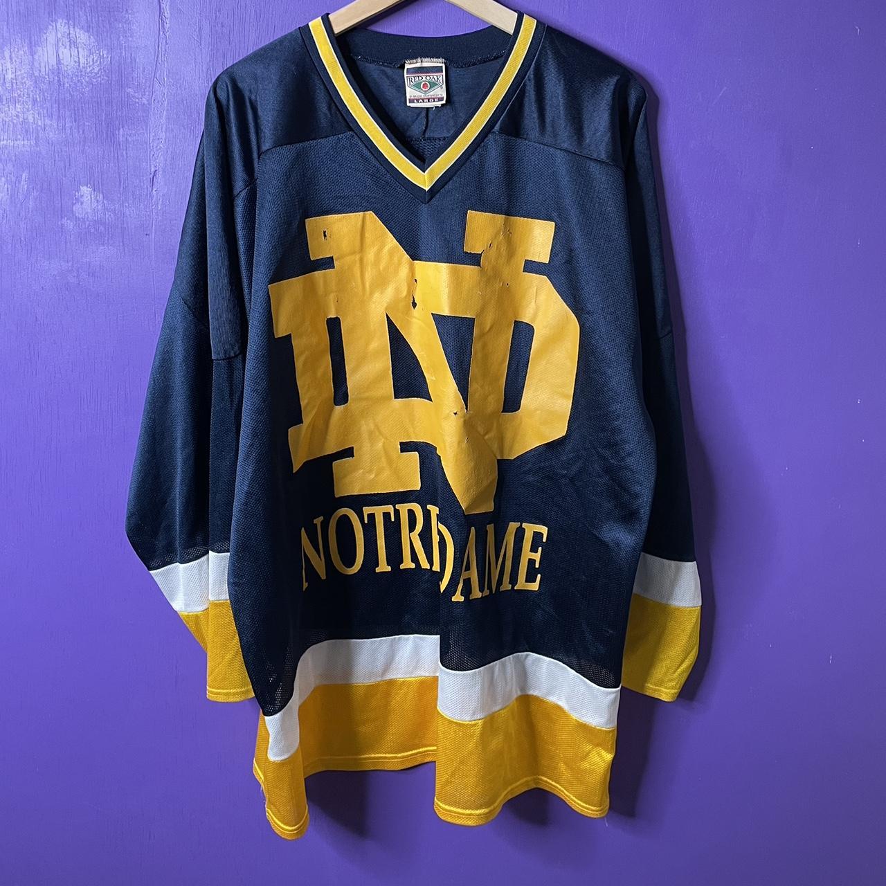 Sick Vintage 90s Notre Dame Hockey Jersey Made in - Depop