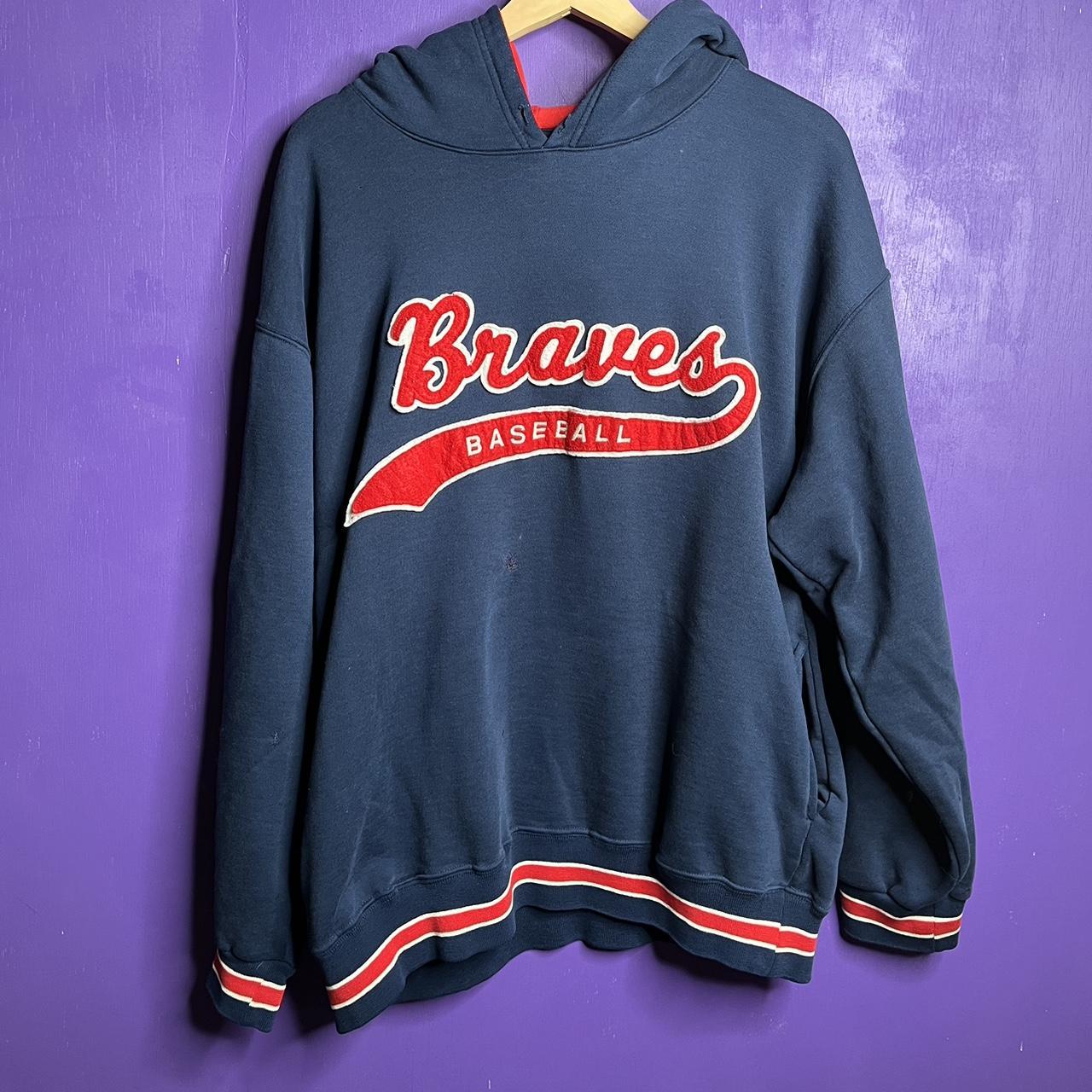 Vintage 90s starter Atlanta Braves hoodie. Is in - Depop