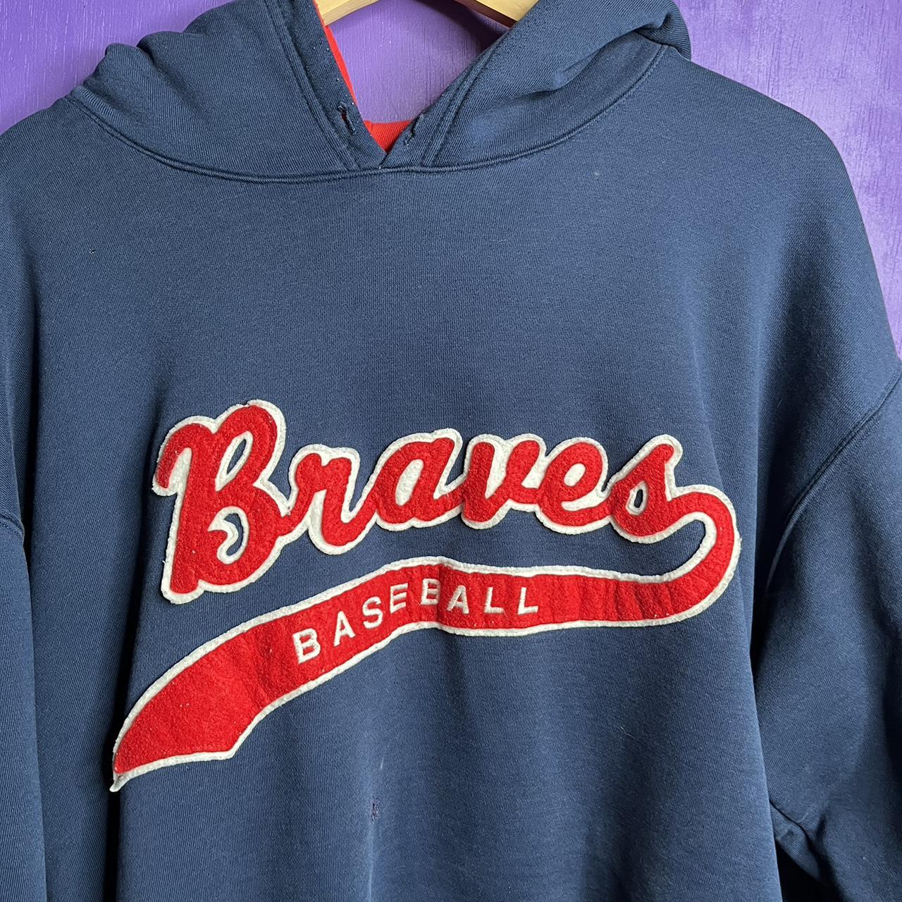 Vintage 90s starter Atlanta Braves hoodie. Is in - Depop