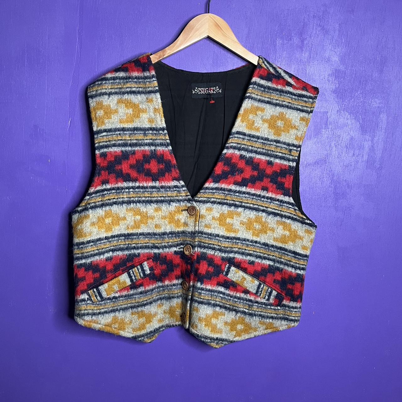 Vintage 70s Sugar brand western tribal print vest.... Depop