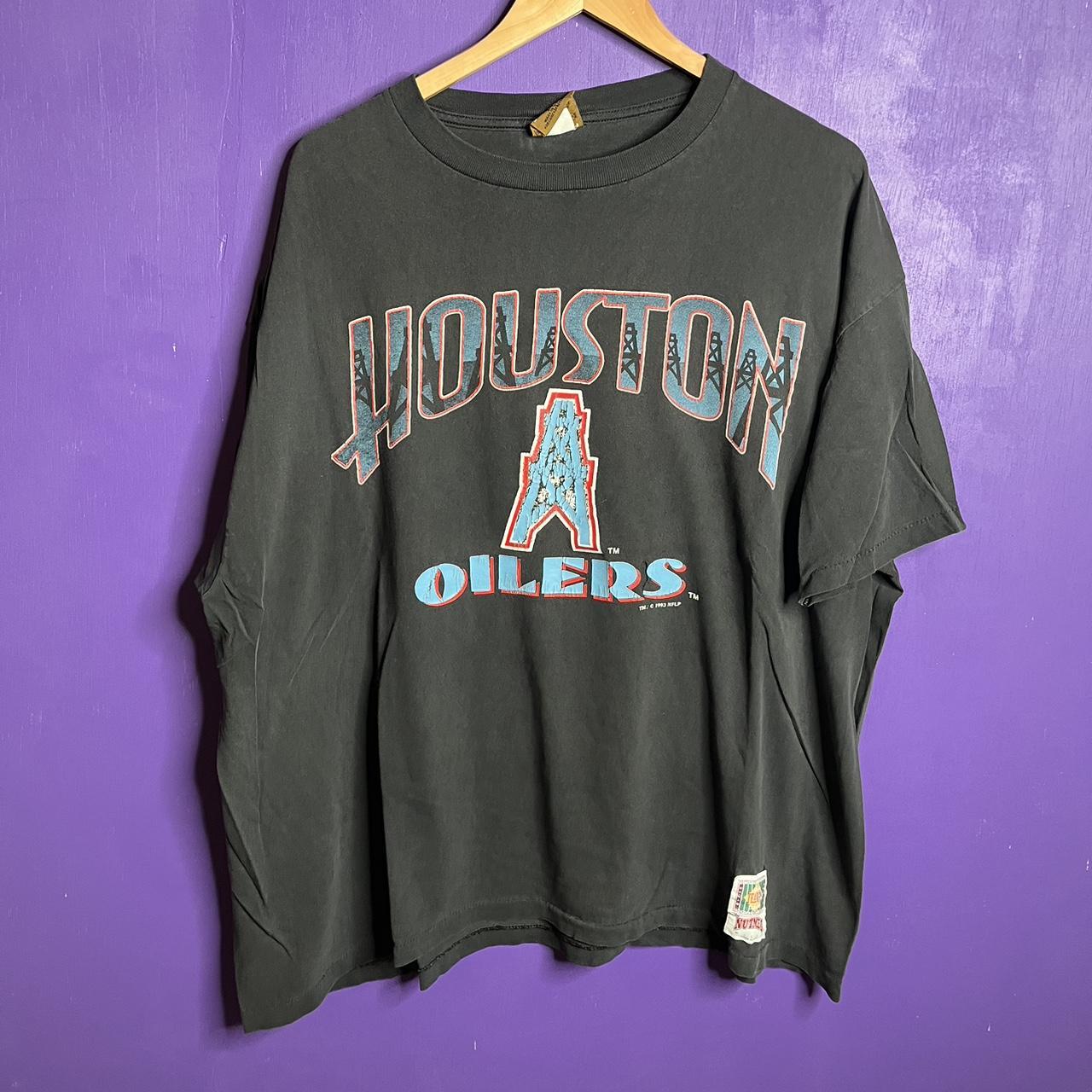 Vintage 1993 Nutmeg Houston oilers faded logo... - Depop