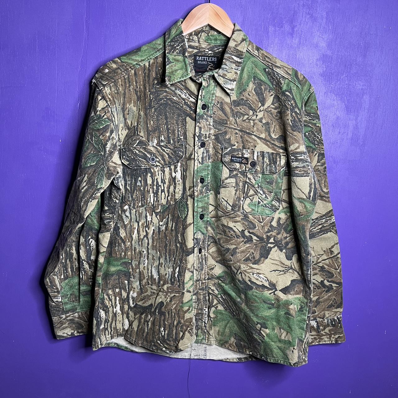Vintage 90s Rattlers brand camo button up shirt. Is - Depop