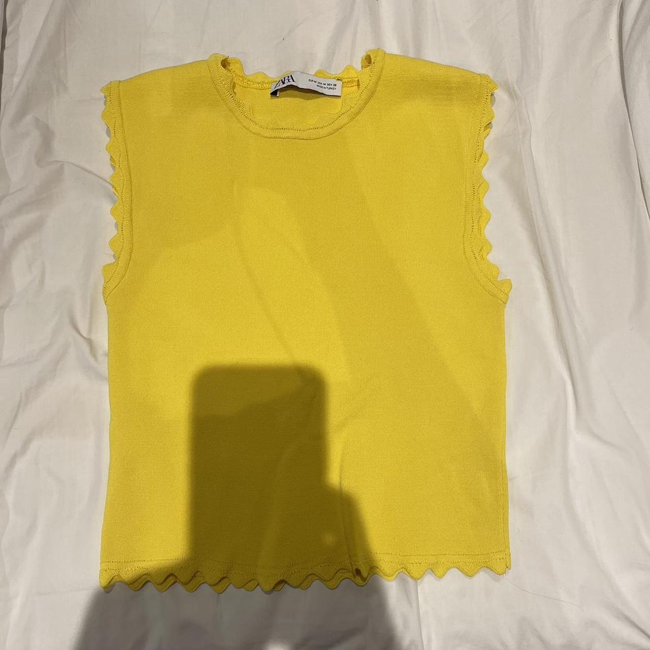 Zara Women's Yellow Vest Depop