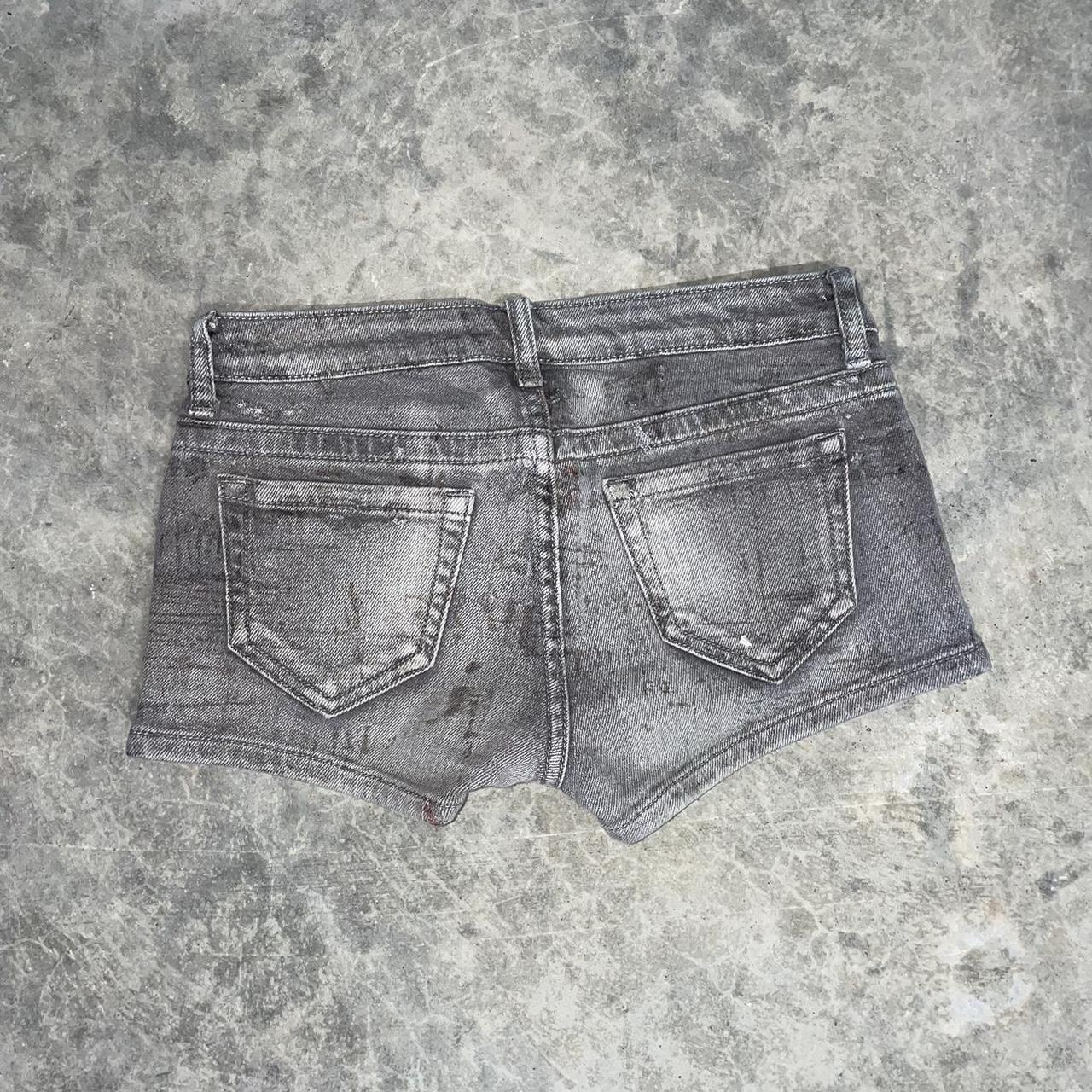 City Streets grunge faded grey wash mini shorts... - Depop