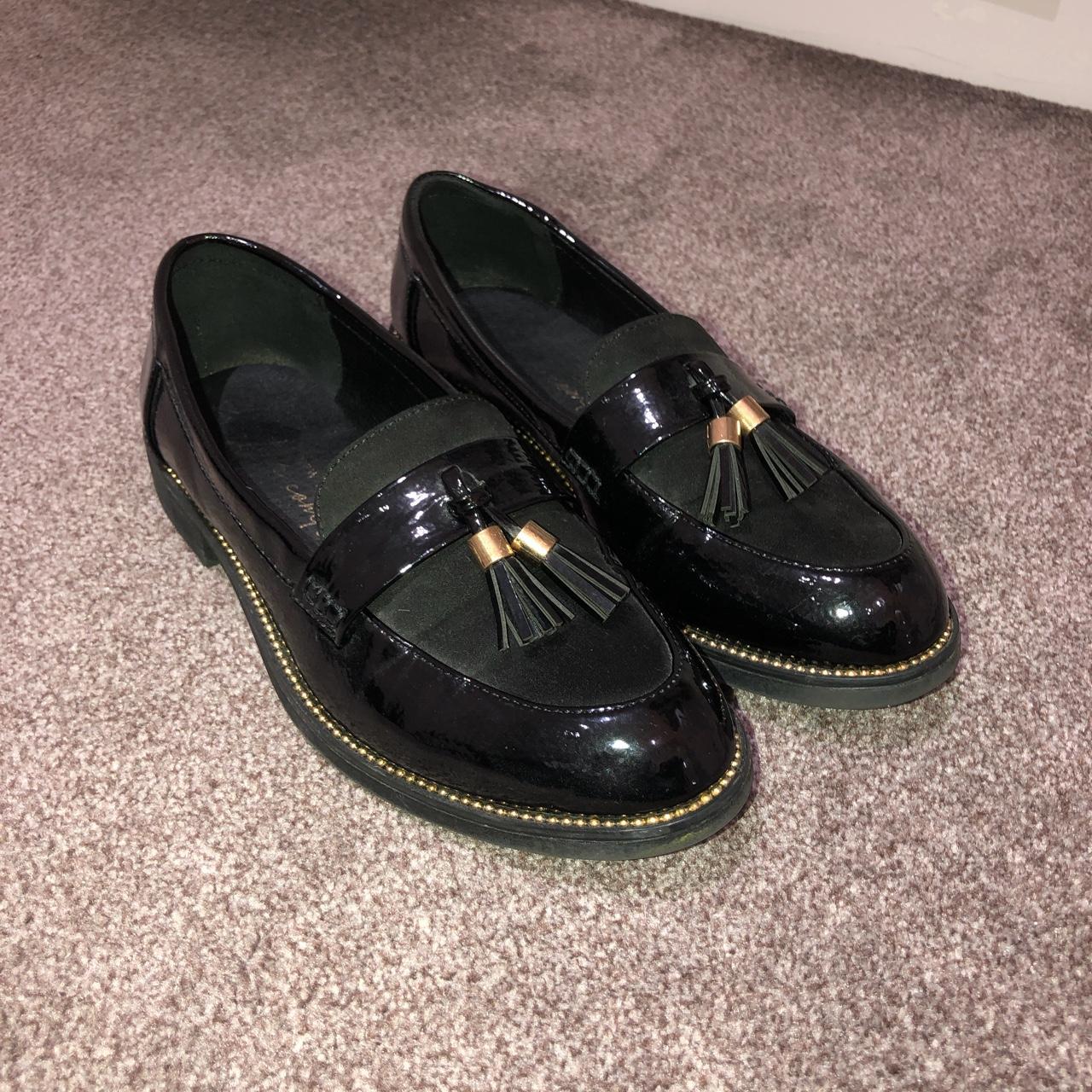 clarks black patent loafers
