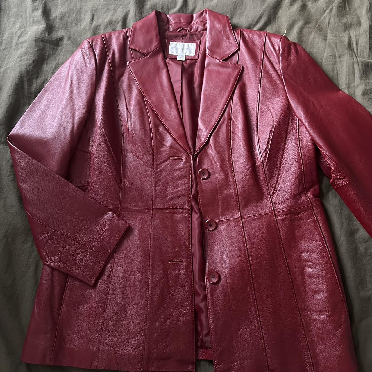 The perfect cherry red leather blazer! This is like... - Depop