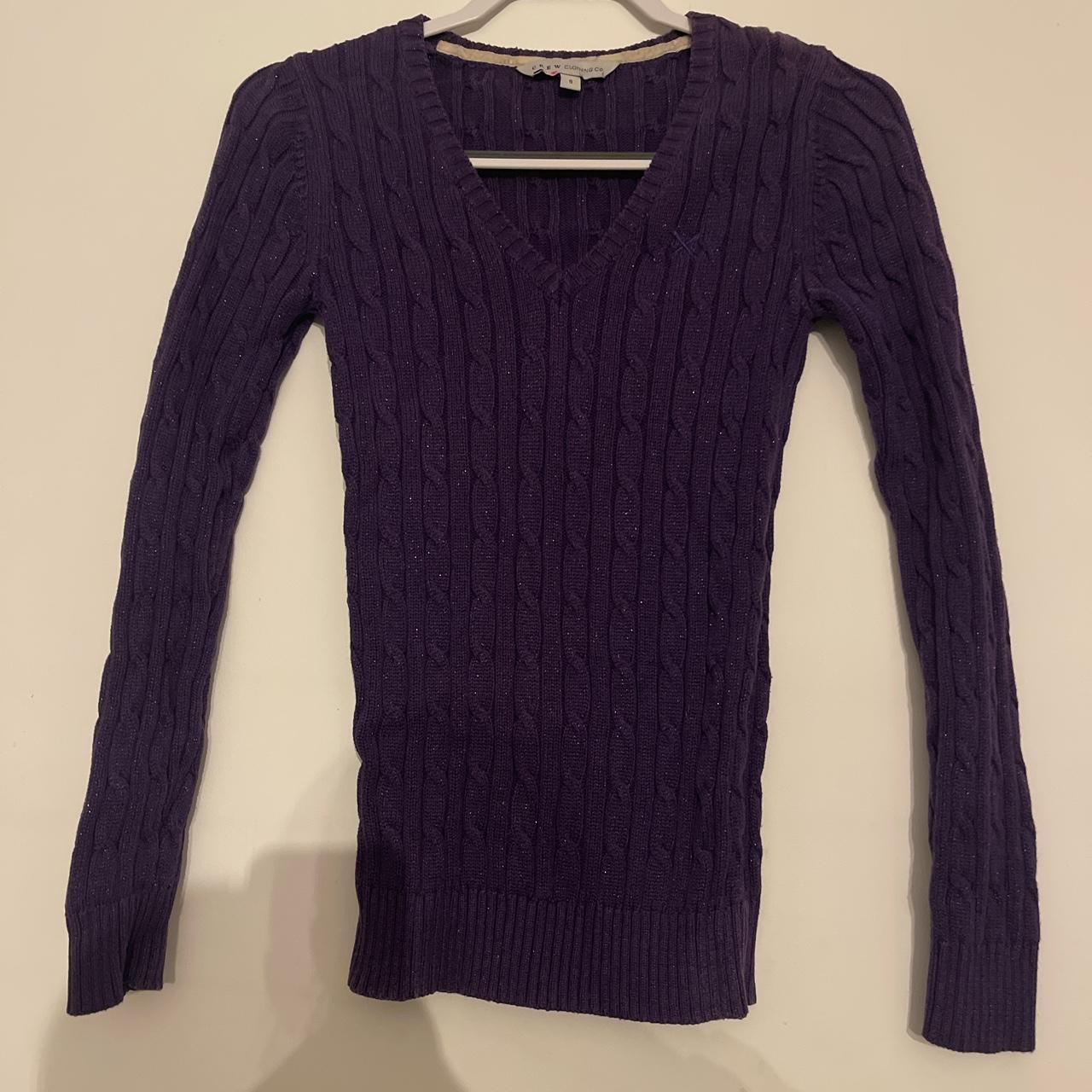 Dark purple with sparkles crew v neck jumper Would... - Depop