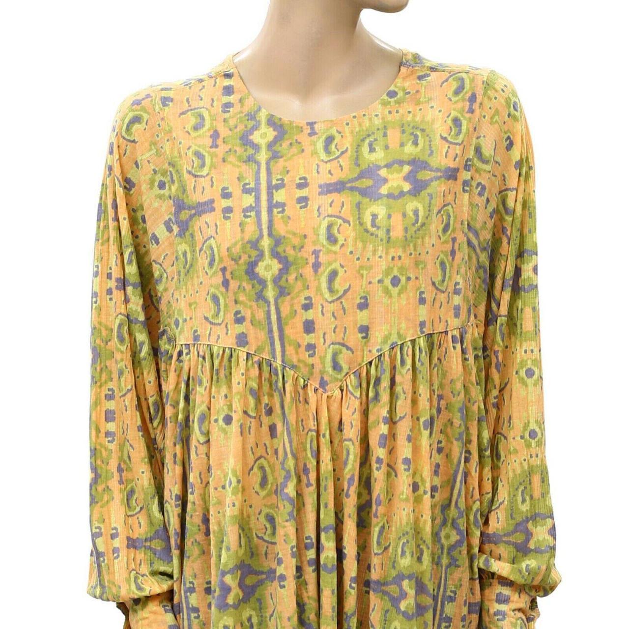 Free People This Is It Tunic Top Sun Faded Printed... - Depop