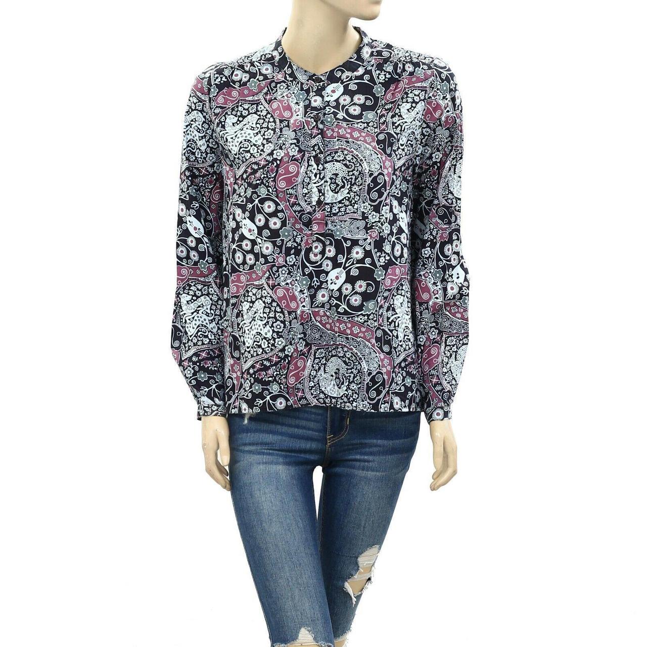 Isabel Marant Etoile Maria Ikat Floral Button fashion Closure Top Blouse Size XS NWT