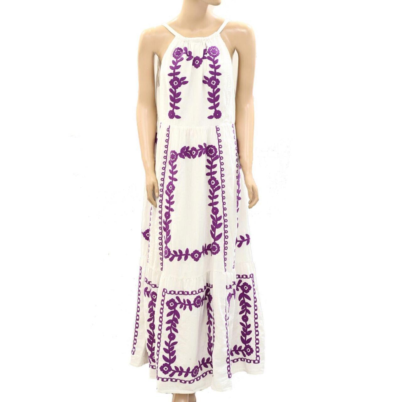 Sezane Svetlana Maxi Dress Floral Embroidered Halter... - Depop