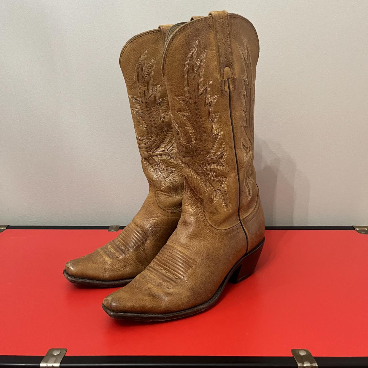 Tan leather cowboy boots by Charlie Horse From my