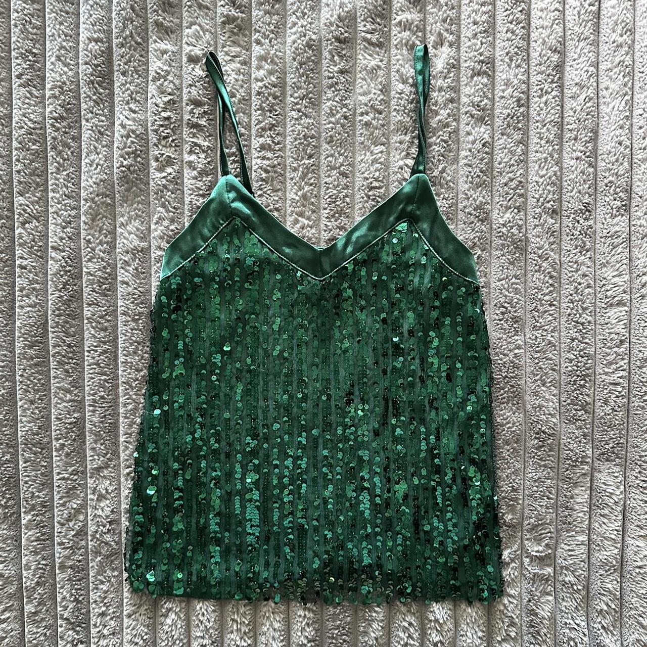 Green sequin tank top hotsell