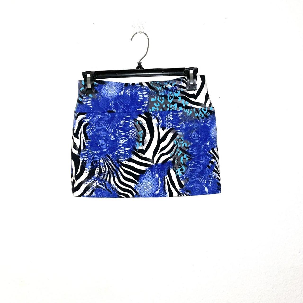 Y2k body central blue zebra mini skirt. Super cute... - Depop