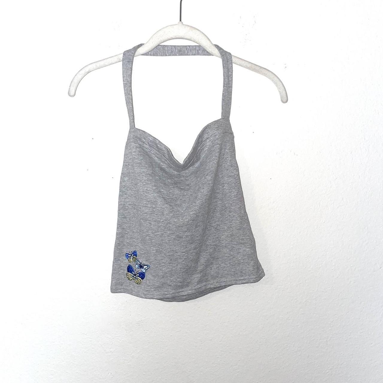 Derek Heart Womens Gray Butterfly Tanktop - Depop