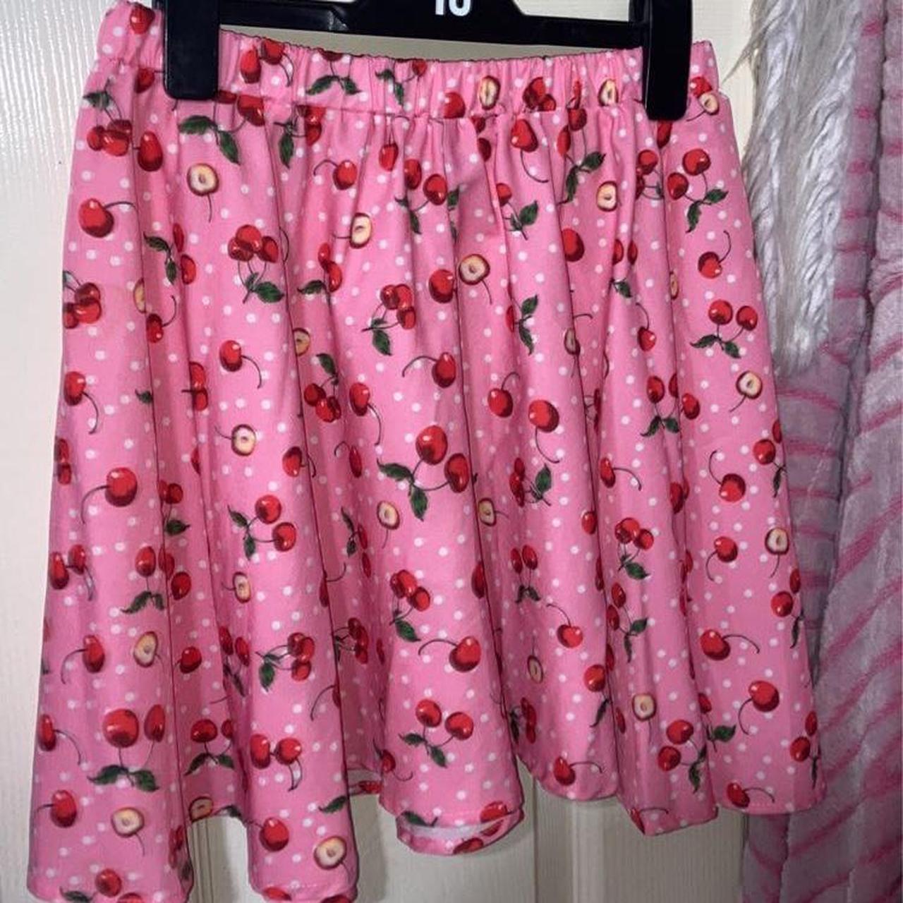 Super pretty pink cherry skirt! - Depop