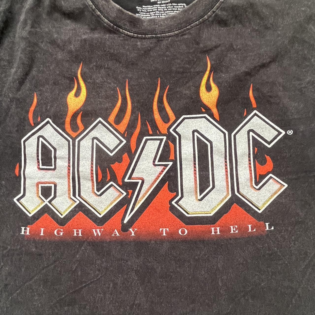 AC/DC Cropped tee Glitter words Could fit a L/XL - Depop