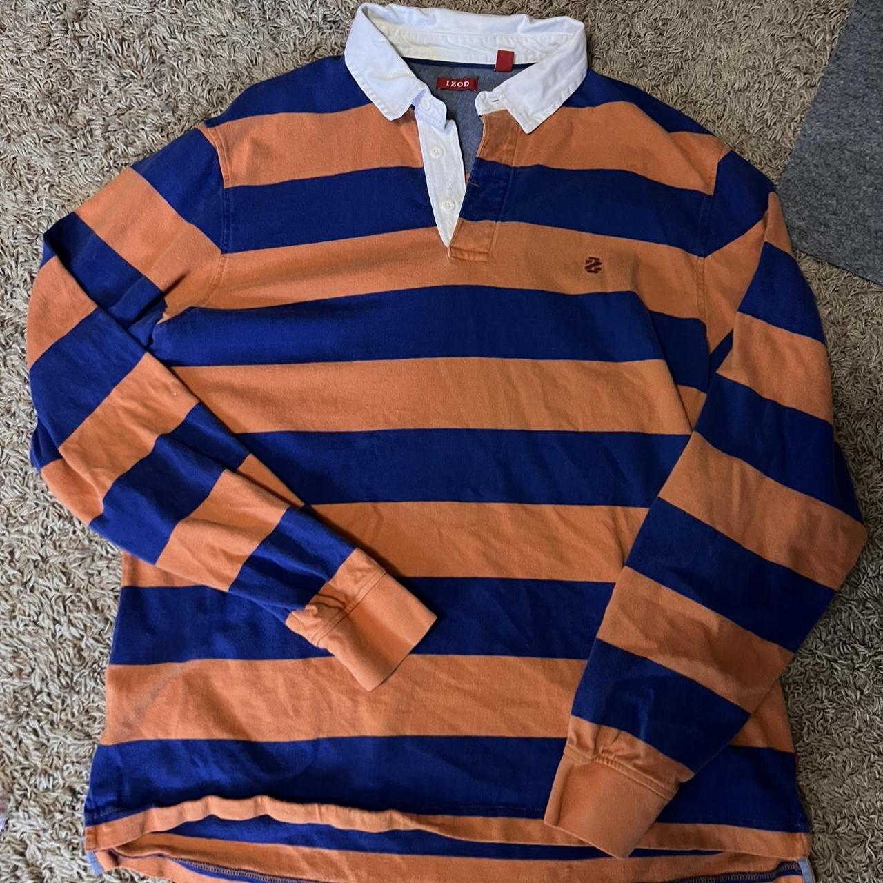 striped izod collard shirt - Depop