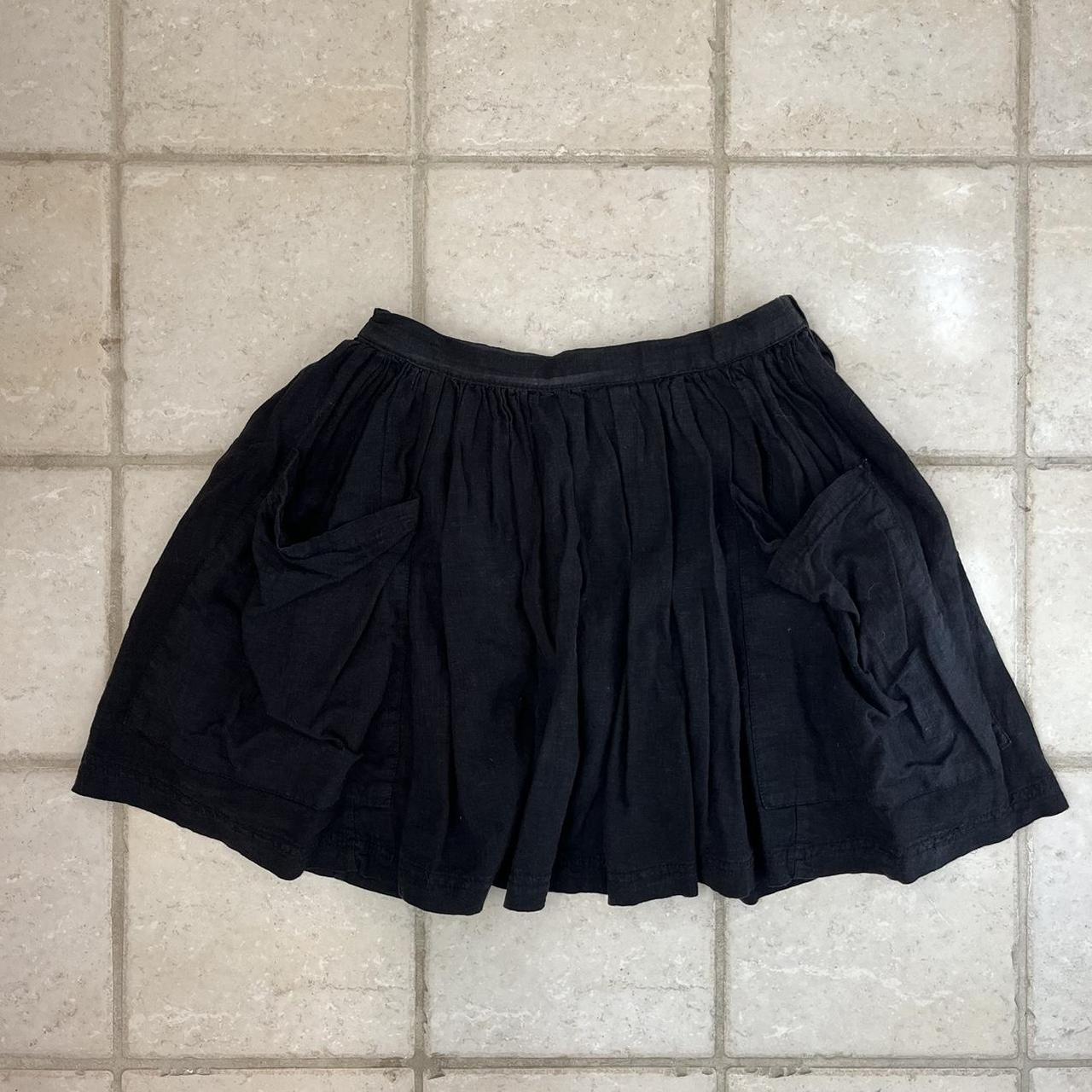 ecoté black drapey linen material boho skirt with... - Depop