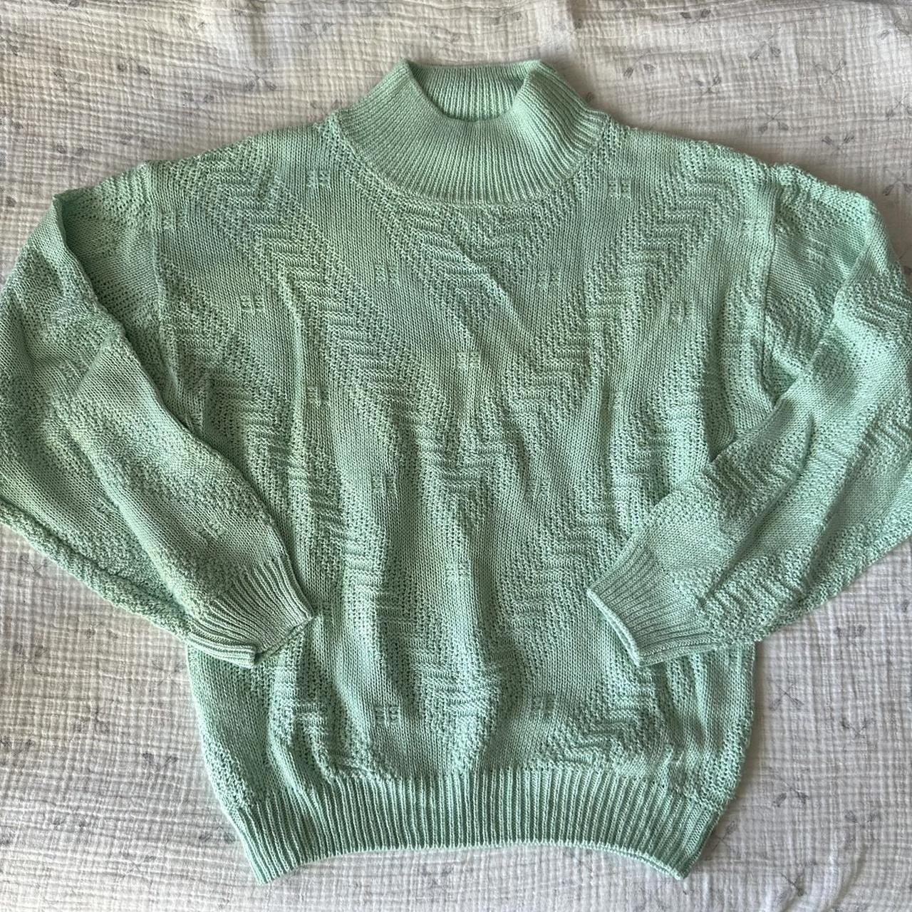 Blair Women's Sweater Green/Blue S – soft, light green vintage