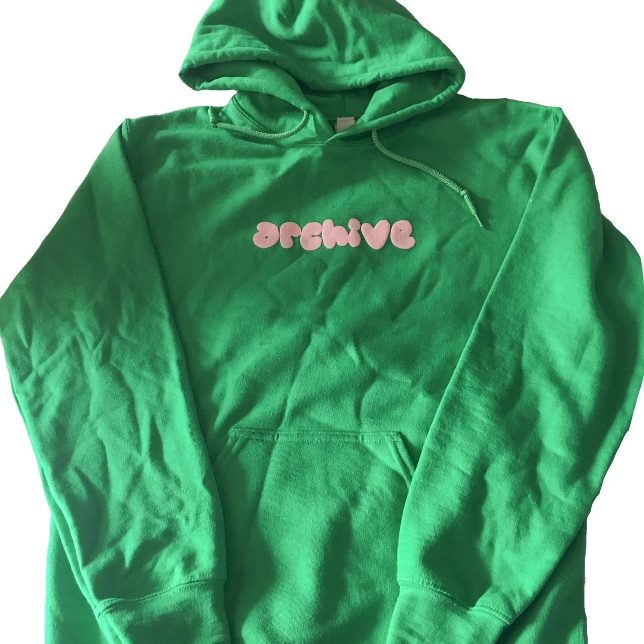 Archive hoodie Irish green fleece hoodie with pink... - Depop