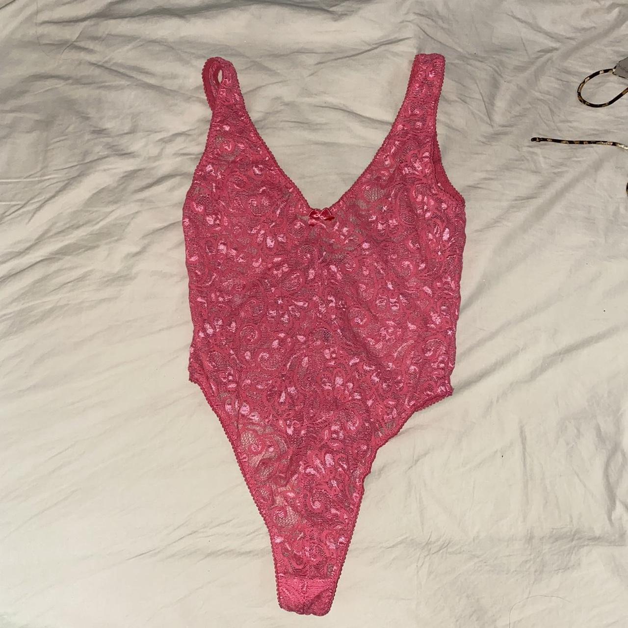 Pink lace bodysuit 🦋 Pink lace bodysuit (thong... Depop