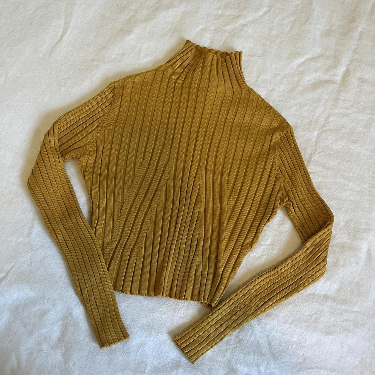 cute mustard yellow knitted crop top perfect for... Depop