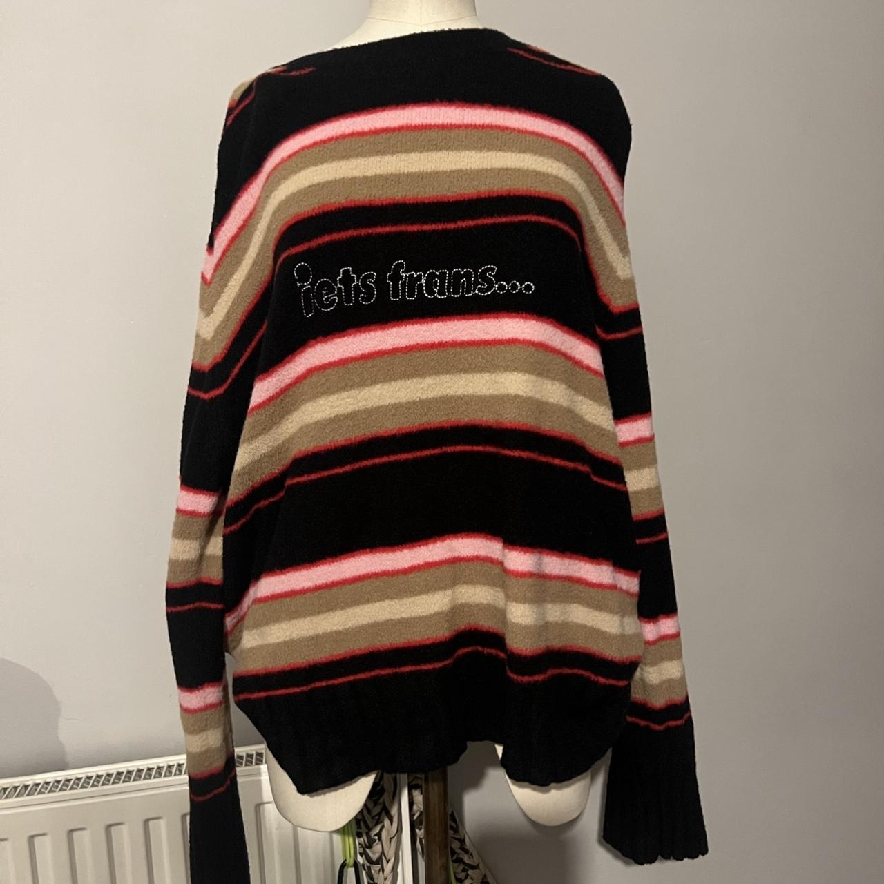 iets frans soft knit striped jumper black, pink,... - Depop