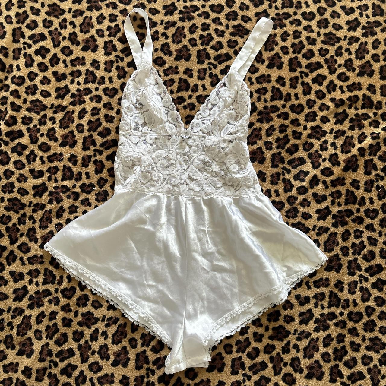 stunning white lace vintage romper from body chic in... - Depop