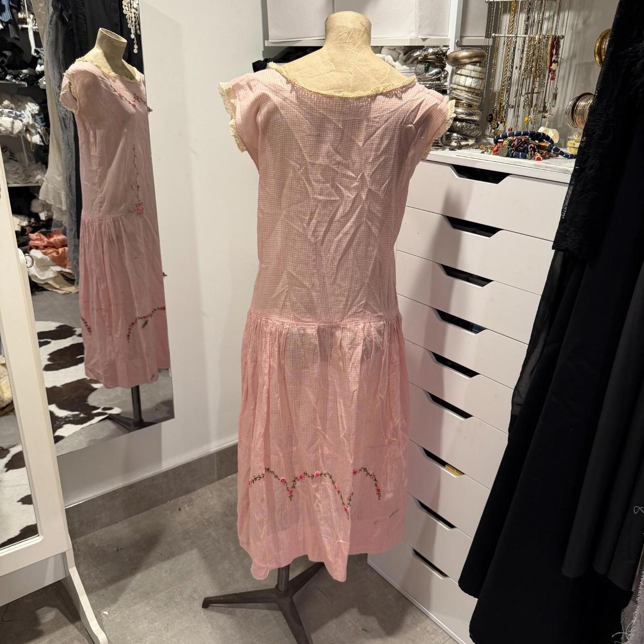 Women's Dress - Pink - S – 1920s Pink Cotton Anti… - image 5