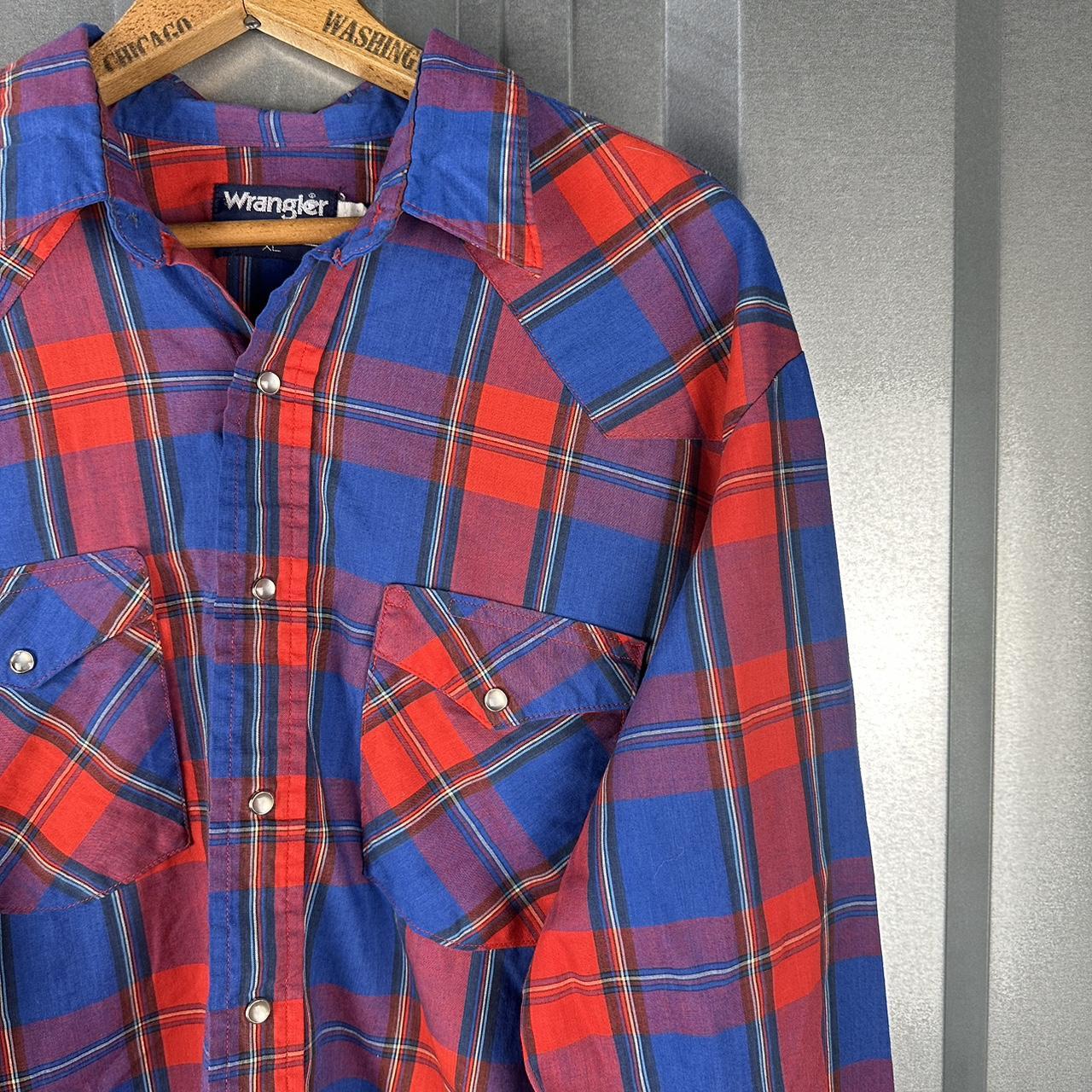 Wrangler Men's Red and Blue Shirt | Depop