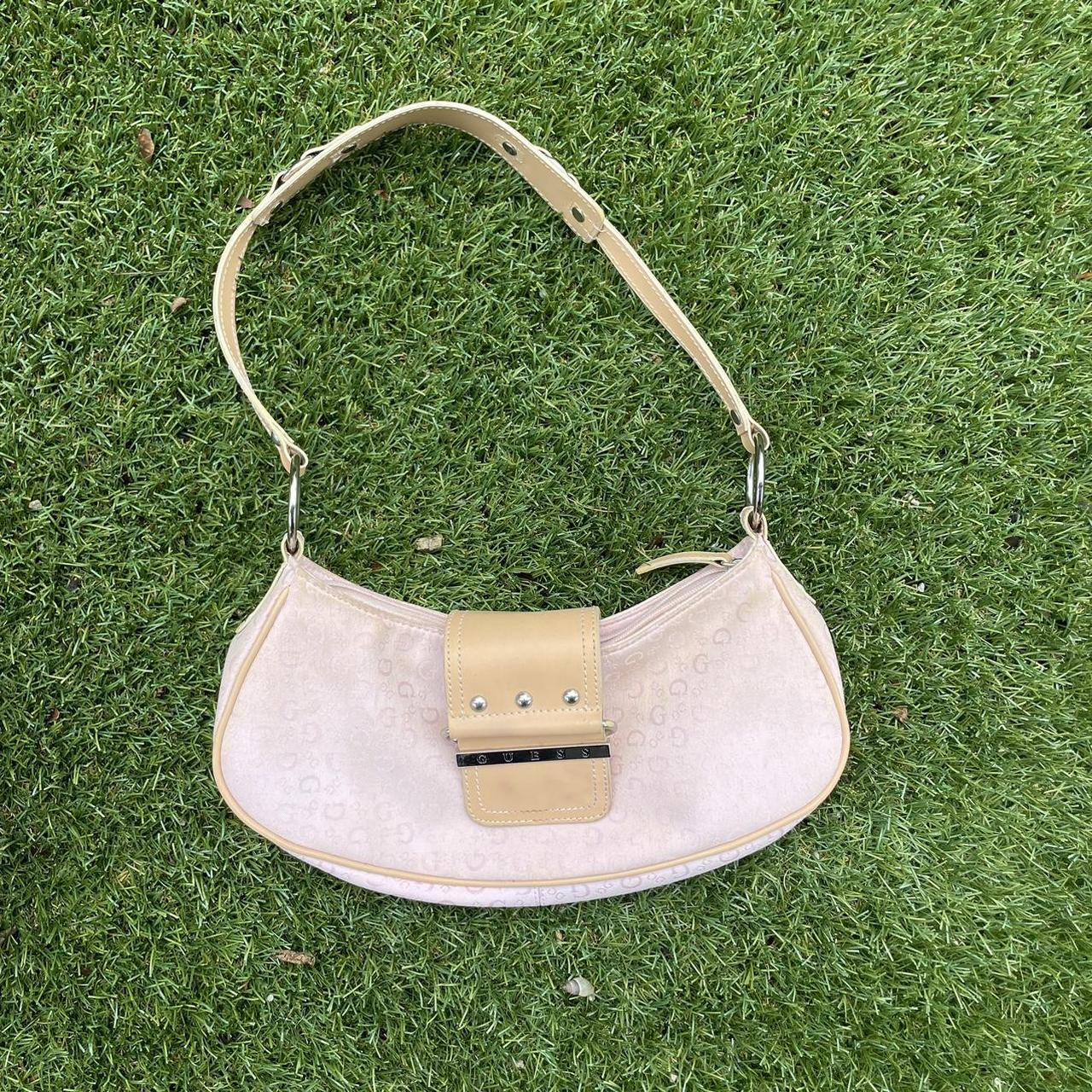 baby pink monogram guess shoulder bag lightly used... Depop