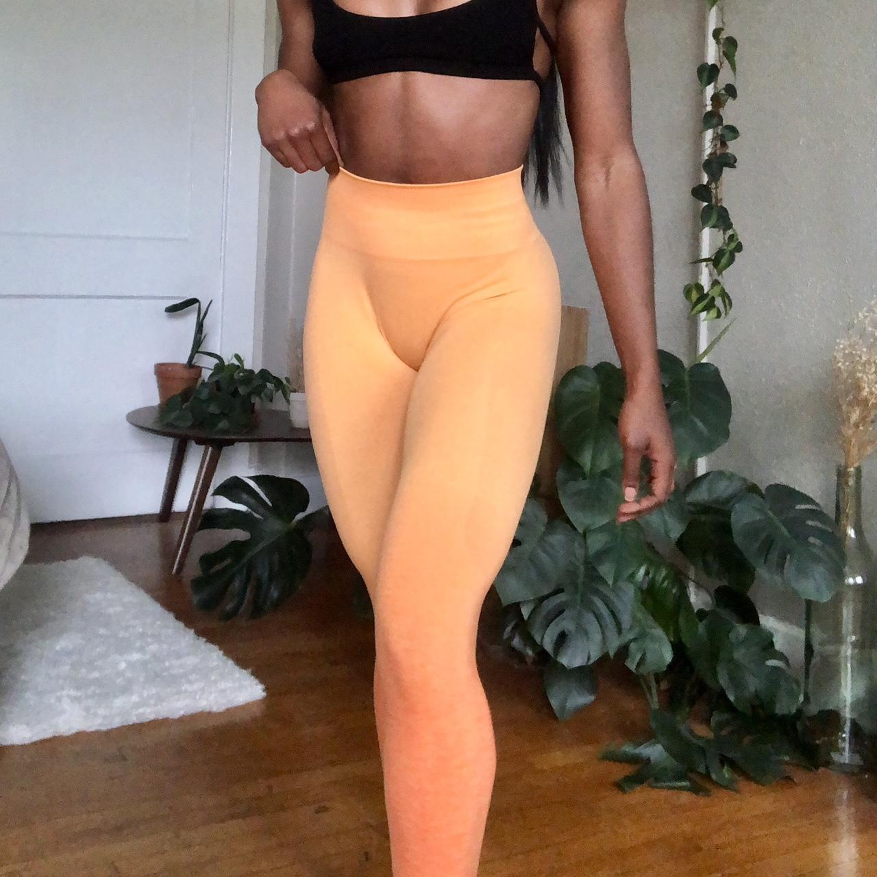 Alphalete Women's Yellow and Orange Leggings Depop