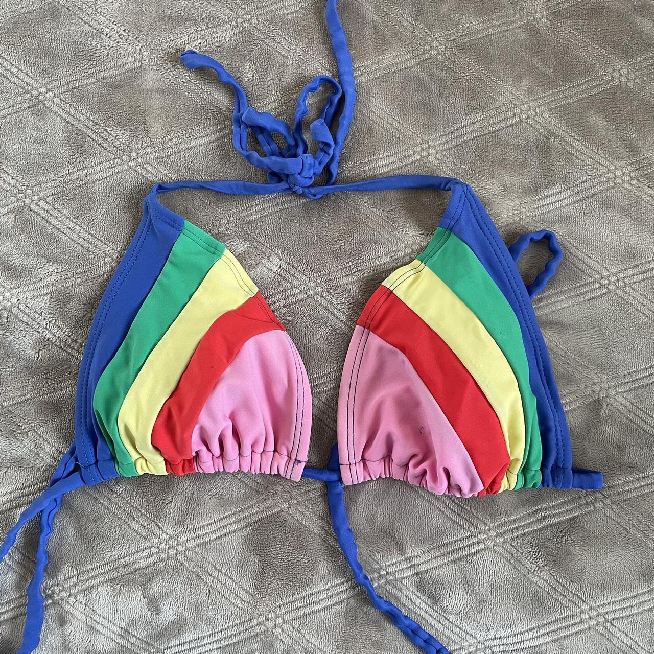 rainbow triangle bikini top ocean pacific swimwear -... - Depop