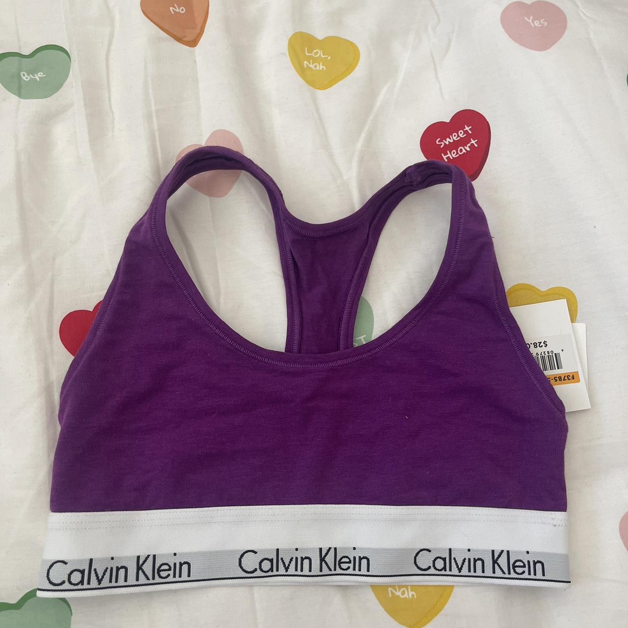 Calvin Klein Bralette Bra Size Small Purple Cotton Depop