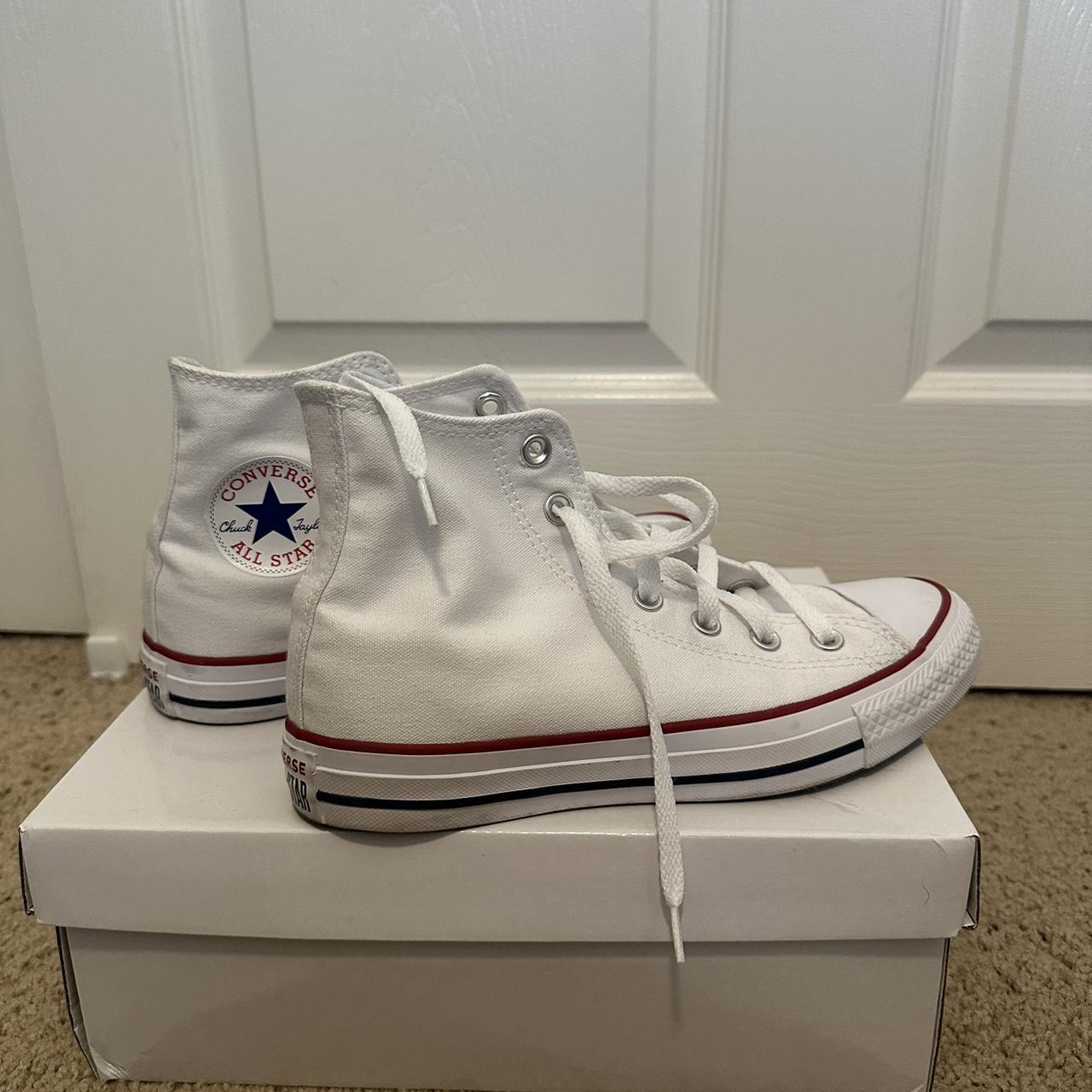 All white converse worn but not worn a lot selling... - Depop