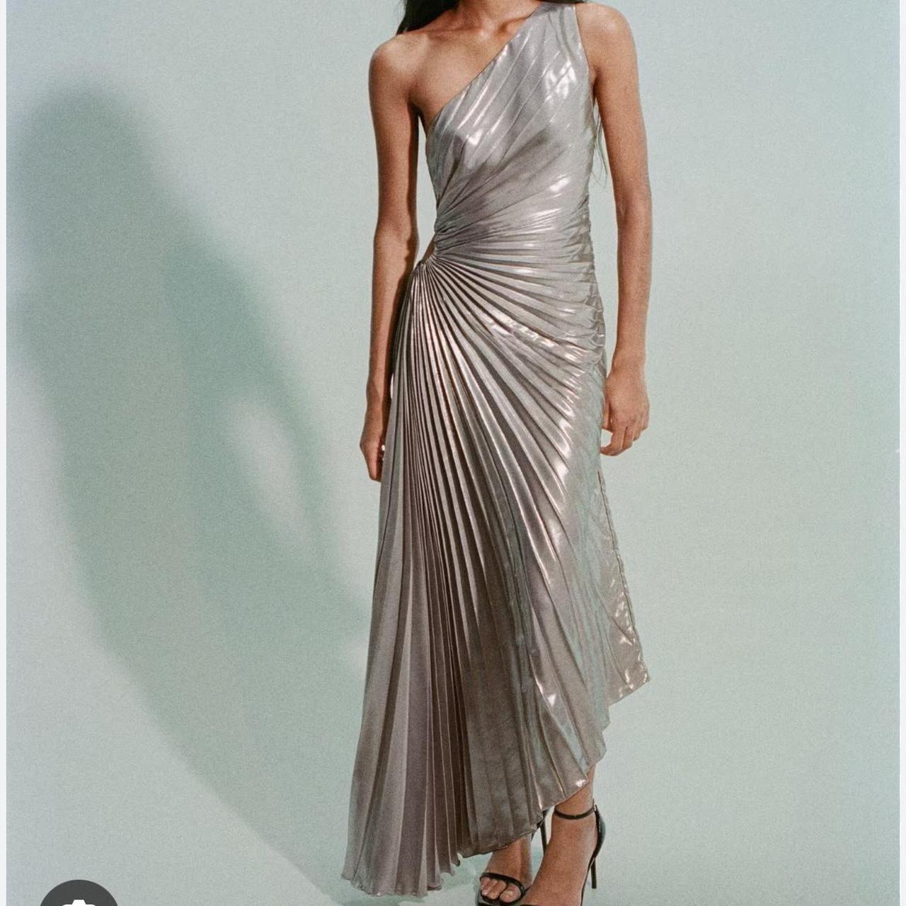 Asymmetrical metallic dress from mango Worn once Depop