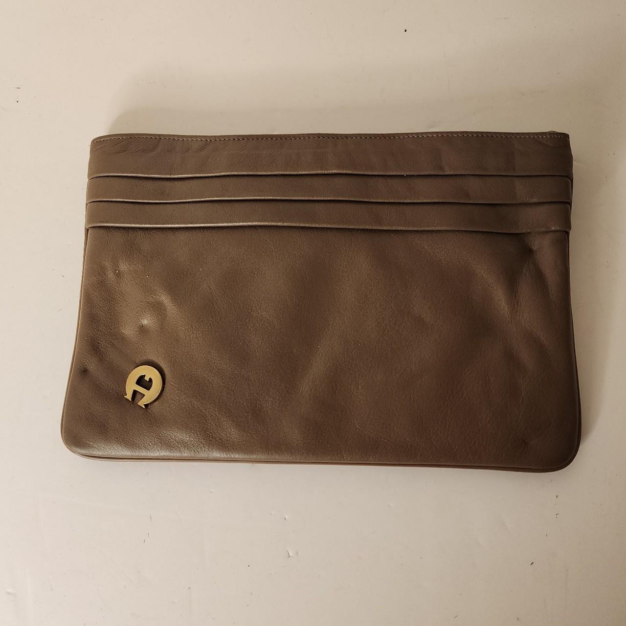 Etienne Aigner brand brown leather clutch bag. Depop