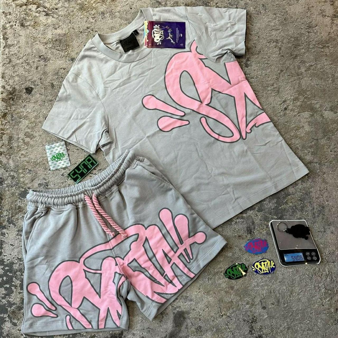 Grey / pink Syna World t shirt and short set.... - Depop