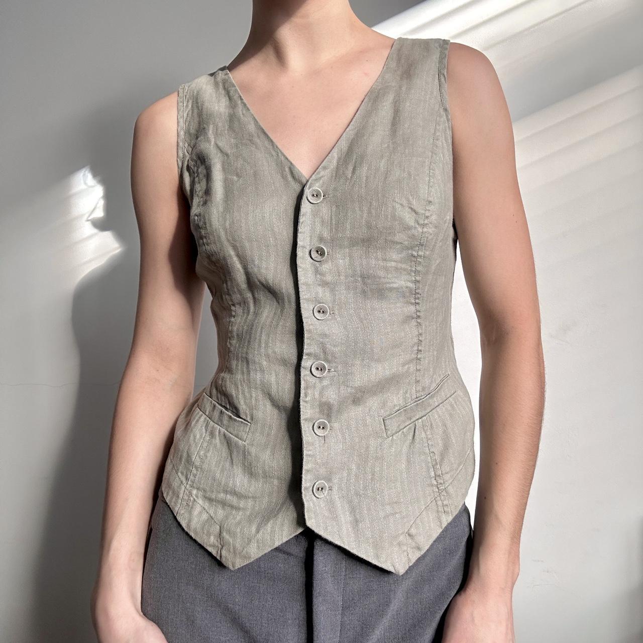 Sleeveless shirt vest collar waistcoat Vintage 00s... - Depop